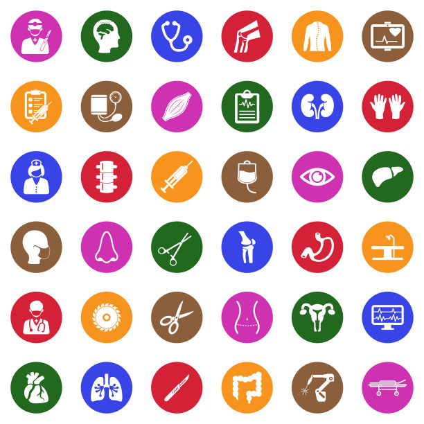 手术图标。圆形的白色平面设计。矢量插图。图片下载