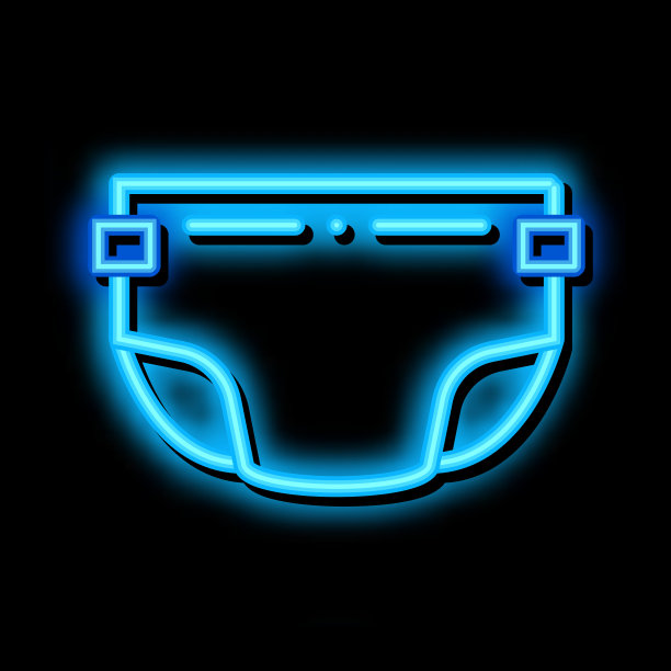 儿童尿布霓虹发光图标插图图片下载