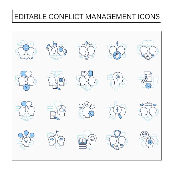 冲突管理线图标集图片下载