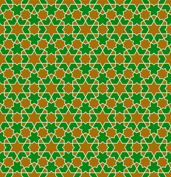 无缝阿拉伯几何装饰在棕色颜色。图片下载