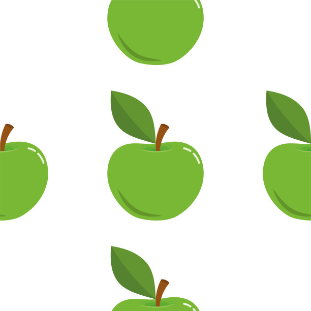 抽象无缝背景与绿苹果与树叶。图片下载