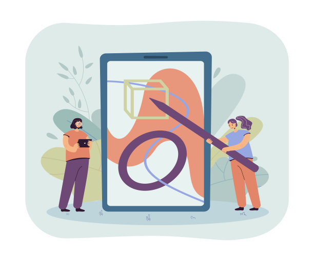 两个画抽象人物的卡通小女孩图片下载