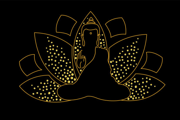 向量莲花和佛祖。佛的象征。卫塞日问候背景以荷花。瑜伽、灵性。向量佛轮廓图片下载