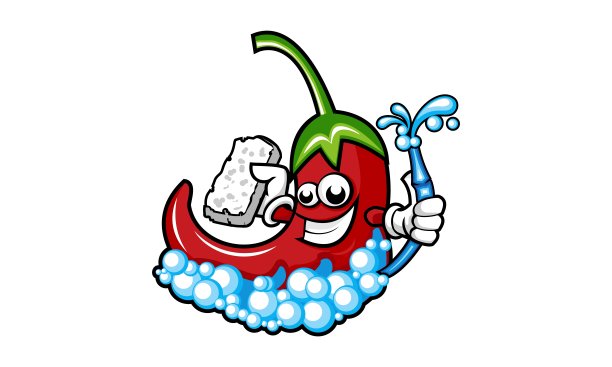 红辣椒清洗标志模板卡通吉祥物图片下载