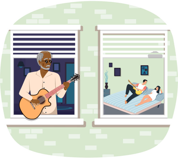 一位时髦的老人弹奏乐器图片下载