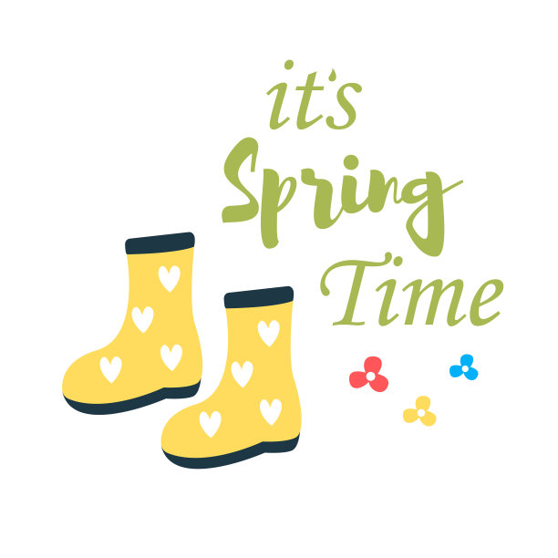 用黄色的靴子刻字。可爱的手绘插图。设计为卡片，背景，标签，贴纸。图片下载