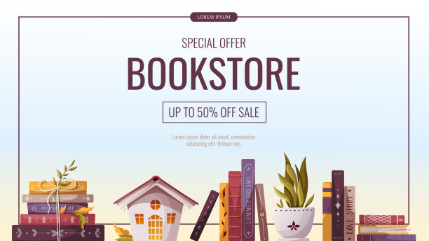 书架与书籍，装饰房屋，盆栽植物。书店、书店、书迷概念。图片下载