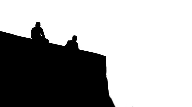 黑白艺术摄影与两个剪影图片下载