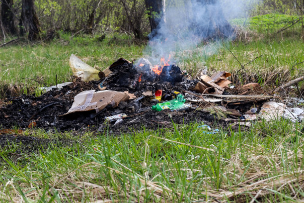 火葬塑料垃圾或明火中的垃圾。破坏气氛图片下载