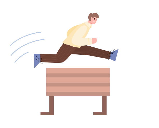 人使劲跳过障碍，卡通矢量插图孤立。图片下载