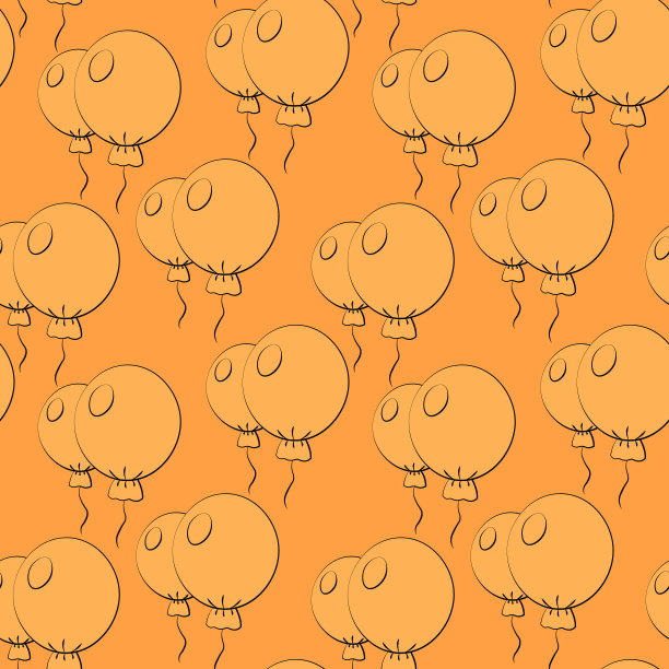 无缝矢量模式与轮廓橙色气球图片下载