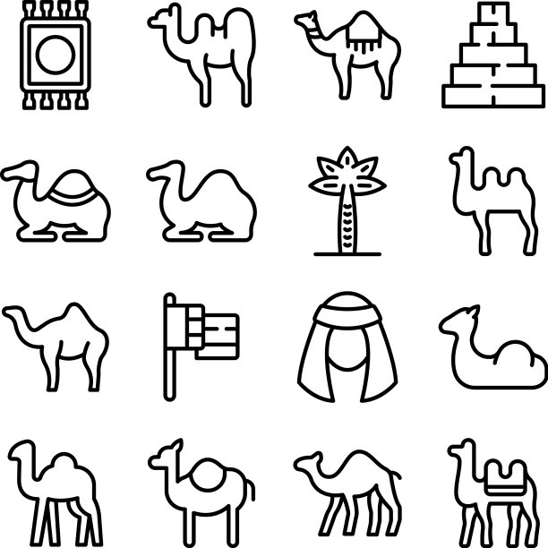 骆驼图标设置轮廓风格图片下载