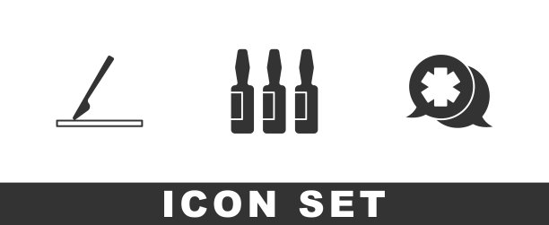 设置医疗外科手术刀，小瓶，安瓿和对话医生图标。向量图片下载