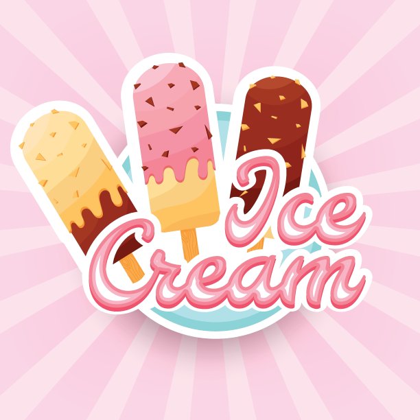 美味多彩的冰淇淋标签。夏季海报、传单或横幅。巧克力酱棒冰淇淋。图片下载