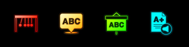 设置钟摆，字母，黑板和考试表加上等级图标。向量图片下载