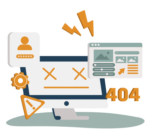 网站页面界面抽象概念矢量插图。登录页面，404错误，网站模板，用户登录表单，UI，新账号注册，登陆页面，网页设计抽象隐喻。图片下载