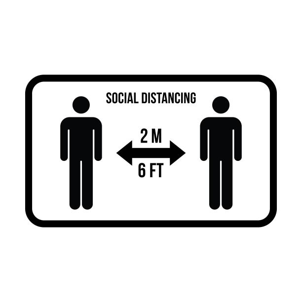 社会距离图标符号向量保持安全距离标志在一个象形图插图图片下载