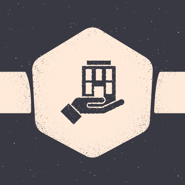 Grunge house在手图标孤立在灰色图片下载