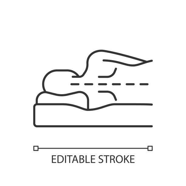 正确的睡眠姿势为脊柱健康线性图标图片下载