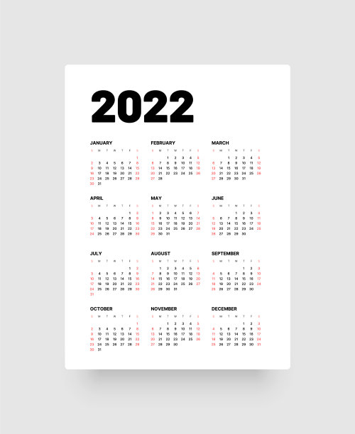 每月日历为2022年周开始图片下载