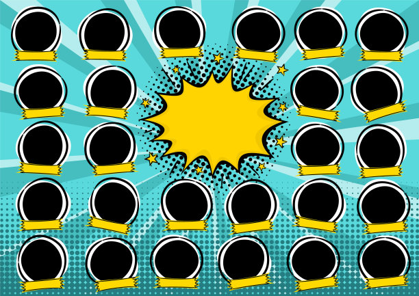 相框的团体照片的儿童在漫画风格。图片下载