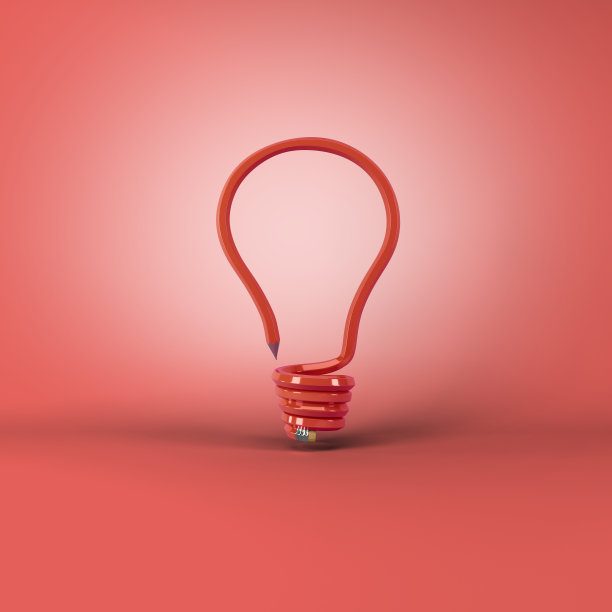 红色背景的铅笔问号图片下载