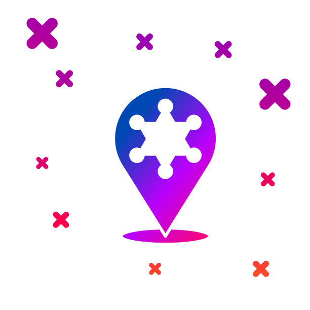 彩色六角形警长图标孤立在白色上图片下载