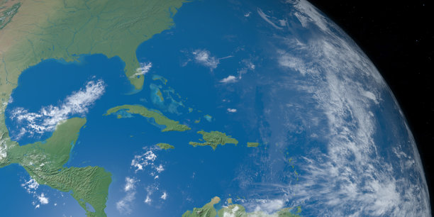 从外太空鸟瞰地球上的安的列斯群岛和加勒比海图片下载