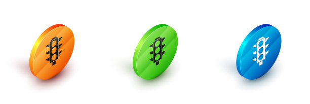 等距交通灯图标孤立在白色图片下载