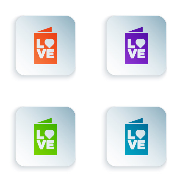 彩色情人节派对传单图标孤立上图片下载