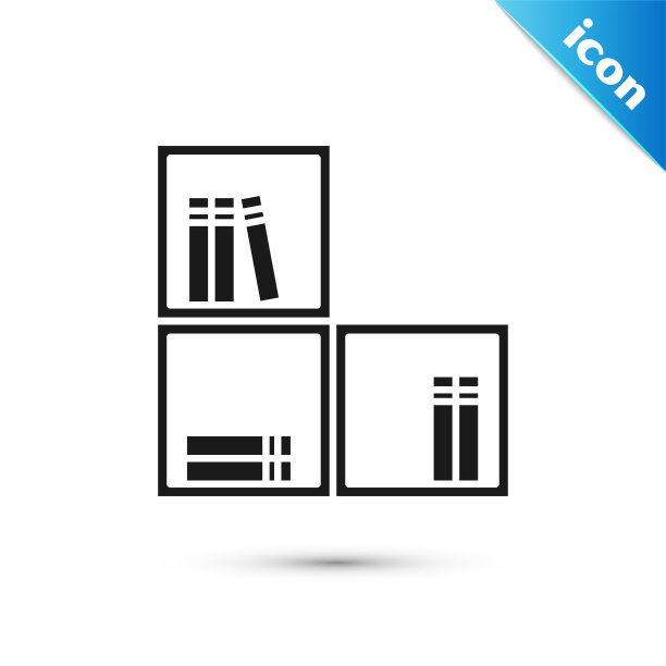 灰色书架与书籍图标孤立在白色图片下载