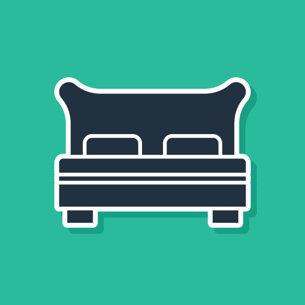 蓝色大床为两人或一人图标孤立图片下载