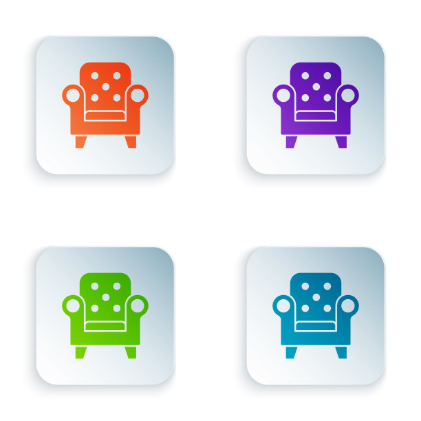 彩色扶手椅图标孤立的白色背景图片下载