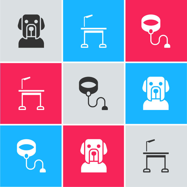 设置狗宠物美容台和伸缩绳图片下载