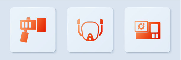 设置潜水面罩、手电筒和行动摄影机图片下载