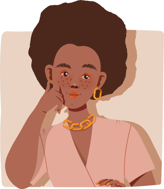 非裔美国妇女，脸上有雀斑图片下载