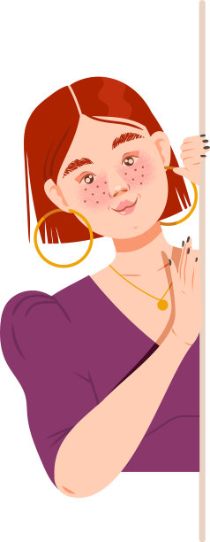 满脸雀斑的女人从后面的角落里向外张望图片下载