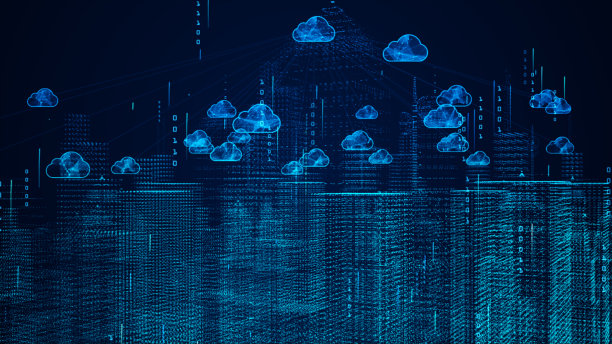 智慧城市的云计算利用人工智能旋转运动。未来科技互联网和大数据5g连接。网络安全数字数据背景。三维渲染图片下载