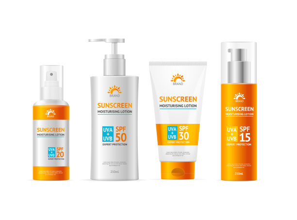 逼真详细的3d防晒霜集图片下载