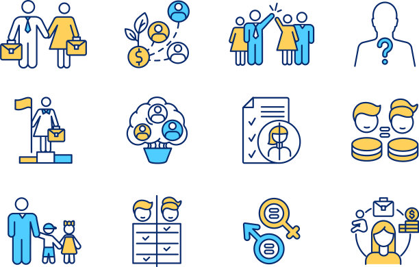 性别问题RGB颜色图标集图片下载