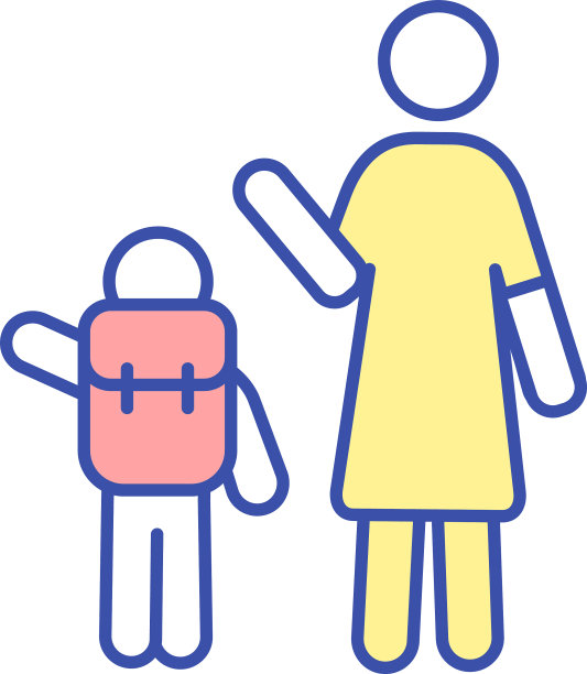 家长送孩子去学校RGB颜色图标图片下载