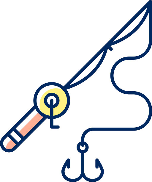 鱼竿和卷轴RGB颜色图标图片下载