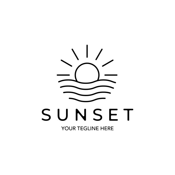 海浪标志极简线条艺术设计图片下载