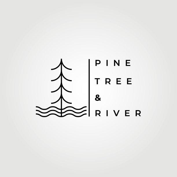 线条艺术自然标志冒险设计松树图片下载