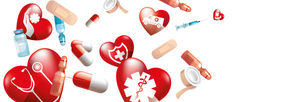 孤立的白色背景上的医疗图标和元素。图片下载