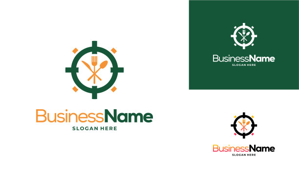 食物猎人标志设计概念矢量，食物餐厅标志符号图标模板图片下载