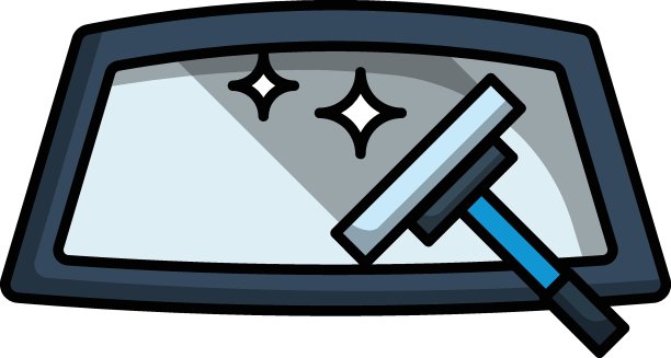 汽车风挡玻璃概念、雨刮器矢量彩色图标设计风光泽屏幕、白色背景covid汽车清洁服务标志、车辆消毒标志、图片下载