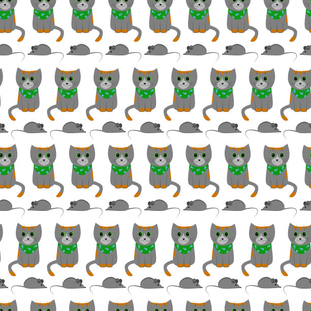 猫鼠无缝图案卡通图片下载