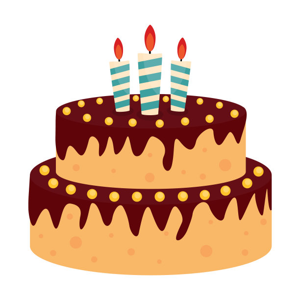 可爱的生日蛋糕图标与蜡烛设计图片下载