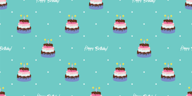 可爱的生日无缝图案背景图片下载
